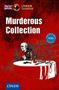 „Murderous Collection“, Illustration: Mann mit Buch und Pfeife, roter Hintergrund, Bücherregal. Logos von Compact Lernkrimi und circon., Buch