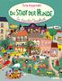 „Yayo Kawamura. Die Stadt der Hunde. Ein tierisches Wimmelbuch.“ Bunte Illustration einer Stadt mit Hunden als Bewohner., Buch