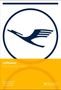"Lufthansa: The First 100 Years" in Weiß auf Gelb. Oben Logo mit stilisiertem Vogel in Blau., Buch