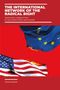 Titel: "The International Network of the Radical Right". Untertitel: "Democracy under Attack in the United States and Europe". Autor: Thomas Greven. Zwei brennende Flaggen, die der EU und der USA, vor rotem Hintergrund., Buch