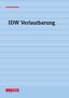 Text: "IDW Verlautbarung". Unten links ein rotes Logo mit "IDW". Hintergrund mit horizontalen blauen Linien., Buch