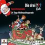 "Die drei ??? Kids: Adventskalender. 24 Tage Weihnachtsparade." Illustration: Kinder im Schlitten mit Rentieren und Weihnachtsmann.