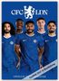 "Titelbild 2027 in Bearbeitung", "CFC LDN", "OFFICIAL 2024 CALENDAR". Fünf lächelnde Männer in blauen Fußballtrikots.
