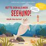 "Rette den kleinen Seehund! Küçük foku kurtar!" Unterwasser-Szene mit einem Seehund, Seegras und einem Leuchtturm., Buch