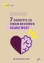 "7 Schritte zu einem besseren Selbstwert" in lila Schrift mit Herz und Gehirn Illustration auf beigefarbenem Hintergrund., Buch