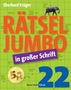 "Rätsel Jumbo in großer Schrift" steht groß auf einem grünen Hintergrund mit Kreuzworträtseln. Oben ein Elefant, unten eine Münze., Buch