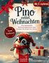 "Pino rettet Weihnachten", für Kinder ab 1. Klasse. Gemütliche Illustration eines Pinguins in Winterkleidung mit Weihnachtsdeko., Buch