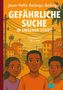 „Gefährliche Suche in unserer Stadt“ von Jean-Félix Belinga Belinga, Kriminalroman ab 11 Jahre. Illustration von drei Kindern in einer Stadt., Buch