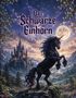 "Das Schwarze Einhorn" und "Horst Herbert Haug" vor einer nächtlichen Fantasielandschaft mit Schloss und schwarzem Einhorn., Buch