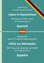 Text über dem deutschen Flaggenstreifen: "Fabian Richter". Text: "Leben in Deutschland", "Spanisch", "Vivir en Alemania", "Español". , Buch