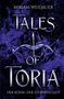 „Miriam Weidauer, Tales of Toria 1, Der König der Sternenstadt“. Lila Rauch und Sternenhintergrund mit Pfeil und Bogen., Buch