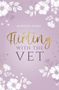 Text: "MARTINA ZORIC Flirting with the Vet". Lila Hintergrund, weiße Blumenranken mit goldenen Akzenten., Buch