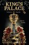 Text: "KING'S PALACE, Verbotene Begierde, Liam & Emilia, Nadine Abarkan." Krone, Maske und Lilien in Gold- und Rottönen., Buch