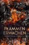 „FLAMMEN ERWACHEN. FEUERMOTTEN UND STERNENLICHT.“ Eine Motte mit Flammen und glühende Blätter im Hintergrund., Buch