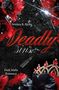 Text: "Semma K. Reyes, Deadly Sins, Dark Mafia Romance." Design: Gewehrkugeln, rote Blumen, zerbrochenes Glas, Krone., Buch