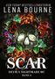 "Lena Bourne," "Scar," "Devil's Nightmare MC," "Band 4". Ein Totenkopf auf farbigem Blumengrund, dramatische Beleuchtung., Buch
