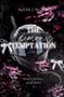 „THE DEMON'S TEMPTATION“ steht vor einem Motorradhelm, umgeben von einer Schlange, rosa Blumen und weißen Schleifen., Buch