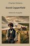 "Charles Dickens; David Copperfield; Gekürzte Ausgabe" über Junge in Landschaft mit Meer, Klippen und Haus., Buch