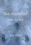 Text: "the monster under my bed" und "Myn Kima". Zwei dunkle Handabdrücke auf hellblauem Hintergrund sichtbar., Buch