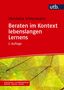 "Beraten im Kontext lebenslangen Lernens", rote Schrift auf gelbem Blattmuster, obere Hälfte rot mit "utb" Logo., Buch