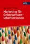 Roter Hintergrund mit dem Text: "Marketing für Geisteswissenschaftler:innen". Darunter bunte Buntstifte.