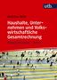 Text einer roten Buchabdeckung: „Haushalte, Unternehmen und Volkswirtschaftliche Gesamtrechnung“ von Andreas Behr. Unten Menschenmengen.