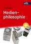"Medienphilosophie" von Jörg Noller. Roter Hintergrund mit utb-Logo und graue, blöckenartige Illustrationen unten.
