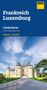 Frankreich, Luxemburg, Länderkarte, für eine unbeschwerte Reise, Maßstab 1:700.000. Logo: ADAC. Schloss mit blauen Türmen.