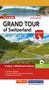 "Switzerland . English edition. GRAND TOUR of Switzerland. A unique 1,600-kilometre itinerary." 
Berglandschaft mit Straße., Buch