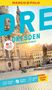 Titel "DRESDEN SÄCHSISCHE SCHWEIZ". Text: "Nr. 1 Meistgekaufter Reiseführer". Gebäude und Martin-Luther-Statue., Buch
