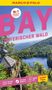 Nr. 1 meistgekaufter Reiseführer. "Bayerischer Wald" in rosa Text. Waldlandschaft mit See, Hütte und Wanderer., Buch