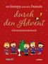 "Mit Snoopy und den Peanuts durch den Advent: Adventskalenderbuch." Illustration: Peanuts-Figuren singen vor einem Baum., Buch