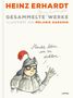 "HEINZ ERHARDT", "GESAMMELTE WERKE", "Manche leben, um zu dichten..." Ein Ritter mit Brille, die Hand erhoben., Buch