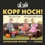 Text: KOPF HOCH! SCHWARZER HUMOR FÜR DIE SCHULE. Kind zeigt Weste; Erwachsene fragen. Illustration von Uli Stein., Buch