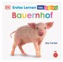 "Erstes Lernen FÜHL Leporello Bauernhof das Ferkel" steht in bunten Lettern, darunter ein fröhliches Ferkel. 3+ Monate., Buch
