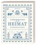 „Lieblingsgerichte aus der HEIMAT - 80 UNVERGESSLICHE REZEPTE“. Traditionelles Muster, Tiere und ein Haus in Kreuzstich-Optik., Buch