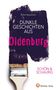 „Dunkle Geschichten aus Oldenburg“ steht auf violettem Pinselstrich; unten Pinsel auf weißem Hintergrund., Buch