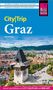 Reiseführer "City|Trip Graz" von Daniel Krasa. Luftaufnahme der Stadt Graz mit Uhrturm im Vordergrund und Bergen im Hintergrund., Buch