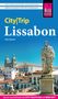 Titel: "City|Trip Lissabon", Autor: Petra Sparrer. Unten: Sitzen zwei Personen vor einer Statue mit Stadtpanorama., Buch