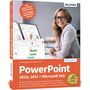 Buchtitel: PowerPoint 2024, 2021 + Microsoft 365. Bild: Frau am Computer. Logo: Bildner. Inhalte: Präsentationen gestalten., Buch