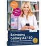 Ein Buchcover mit "Samsung Galaxy A37 5G", "Die smarte Anleitung", Frau lächelnd mit Handy, Smartphone-Anzeige., Buch