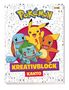 "Pokémon Kreativblock Kanto". Illustration von Pikachu, Schiggy, Bisasam und Glumanda vor einem Muster aus Pokémon-Skizzen., Buch