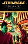 Text oben: "Star Wars Triple Zero." Darunter eine futuristische, neonbeleuchtete Stadt mit zwei ernsten Figuren in der Mitte., Buch