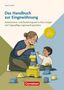 "Das Handbuch zur Eingewöhnung. Ankommens- und Beziehungszeit z... Cornelsen." Illustration zeigt Frau und Kind beim Spielen mit Bauklötzen.