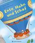 Titel: "Ente, Hahn und Schaf" von Daniel Fehr und Ina Hattenhauer. Drei Tiere in einem Heißluftballon am Himmel., Buch