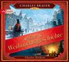 "Charles Brauer liest Eine Weihnachtsgeschichte. Charles Dickens." Winterliches Stadtbild, Mann im Zylinder im Vordergrund., 4 CDs