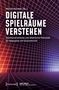 „Digitale Spielräume verstehen“ von Michael Morawski (Hg.). Rastermuster in Rot und Lila, futuristischer Stil., Buch