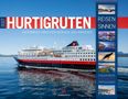 2027 HURTIGRUTEN, unterwegs zwischen Bergen und Kirkenes. "Reisen mit allen Sinnen" zeigt ein großes Kreuzfahrtschiff auf See., Kalender