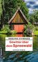 „Franziska Steinhauer: Gewitter über dem Spreewald“ in roter Schrift. Holzhütte am Wasser, umgeben von Bäumen., Buch