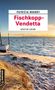 "PATRICIA BRANDT, Fischkopp-Vendetta, Küsten-Krimi." Küste bei Sonnenuntergang, Boot am Strand, sanfte Wellen., Buch